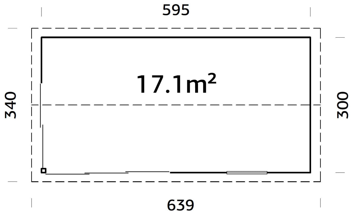 Amanda M (6x3m | 17,1m2 | 44mm) pihamökki liukuovilla (saatavana kaksilasitus)