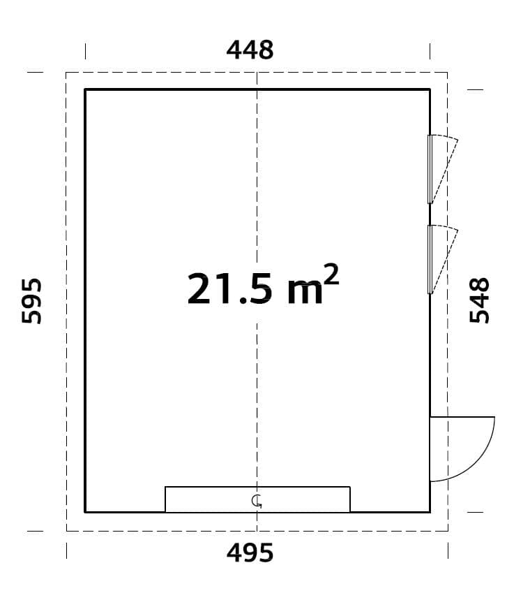 Andre S (4,5x5,5m | 21,5m²) Itserakennettava autotalli nosto-ovella