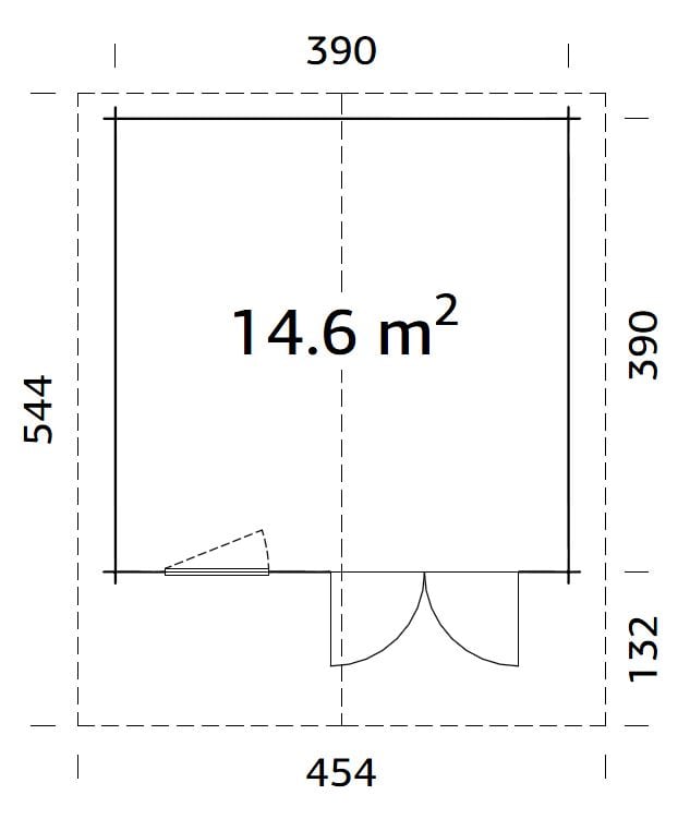 Britta S (4,1x4,1m | 14,6m² | 40mm) Sveitsiläistyylinen pihamökki