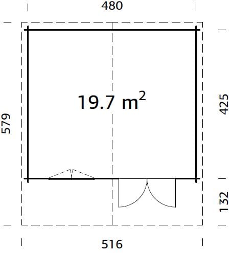 Britta L (5x4,5m | 19,7m² | 40mm) Sveitsiläistyylinen pihamökki