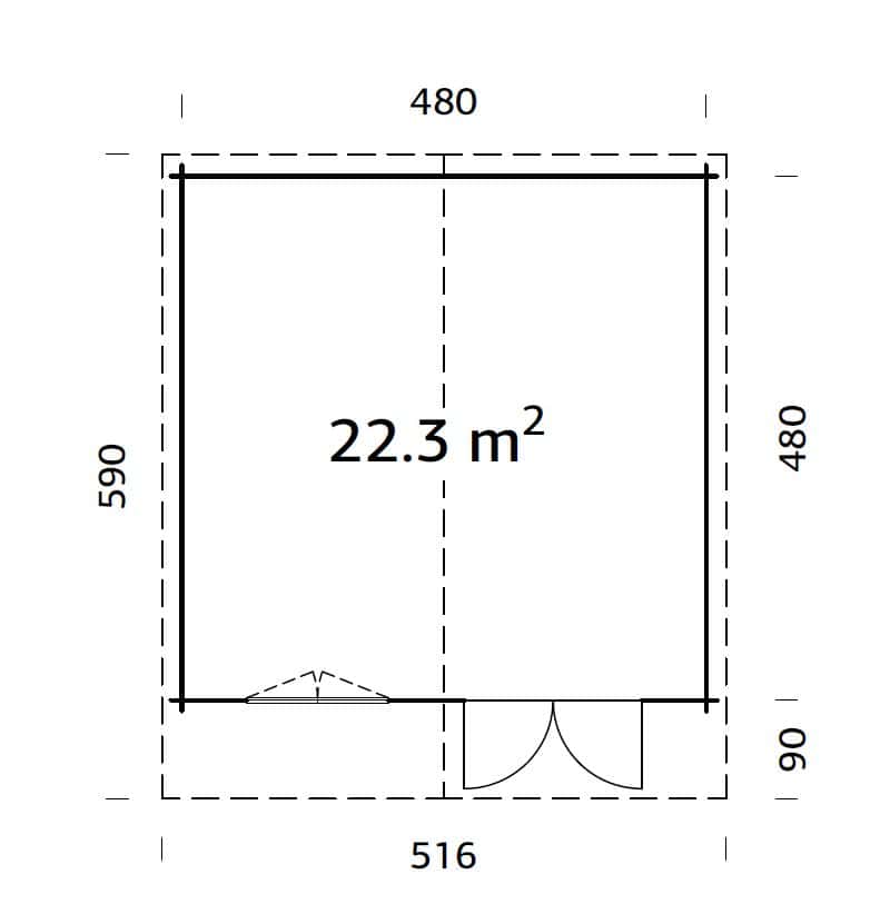 Britta XL (5x5m | 22,3m² | 40mm) Sveitsiläistyylinen pihamökki