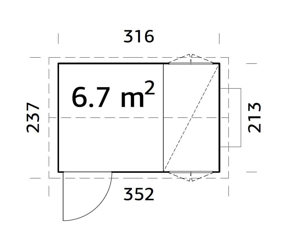 Chick (2,1x3,2m | 6,7m²) Tilava kanakoppi pelttikatolla