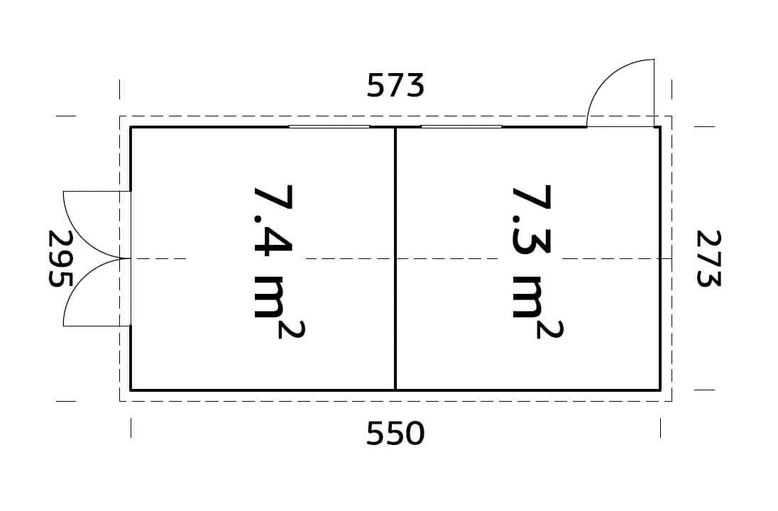 Dan L (2,7x5,5m | 14,7m²) Iso kaksihuoneinen varasto