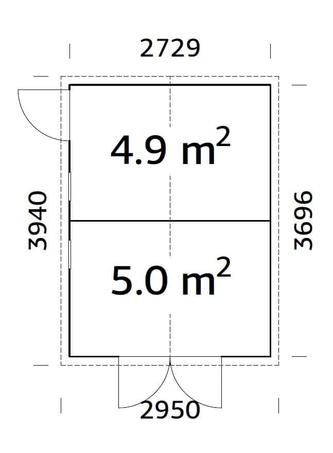Dan M (2,7x3,7m | 9,9m²) Kaksihuoneinen varasto