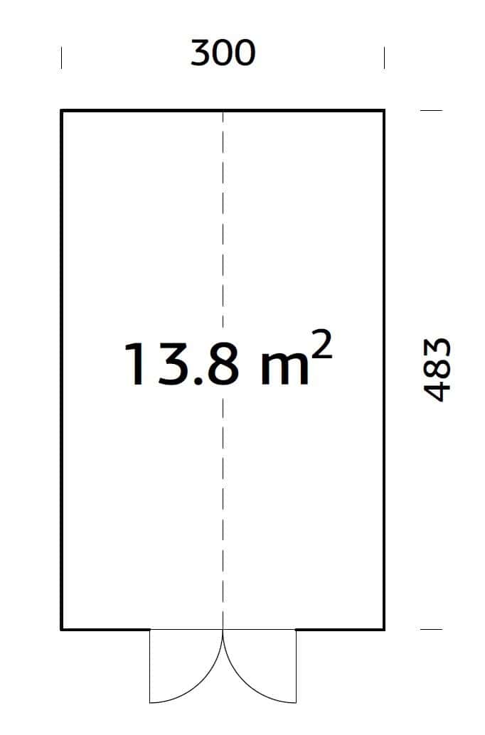 Emilia L (3x4,8m | 13,8m² | 18mm) Lasikasvihuone