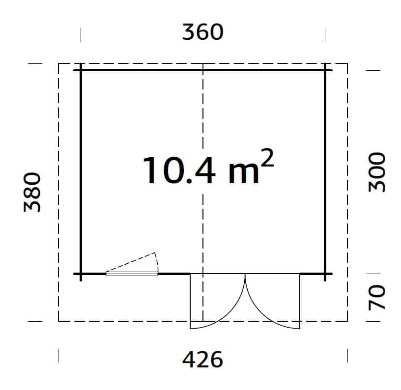 Emma M (3,8x3,2m | 10,4m² | 34mm) Alppityylinen pihamökki