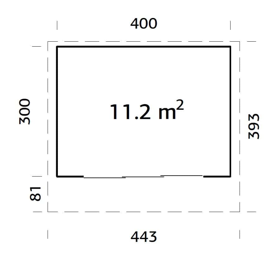 Grace (4x3m | 11,2m² | 56mm) Lliimapuinen piharakennus kaksilasitetuilla liukuovilla