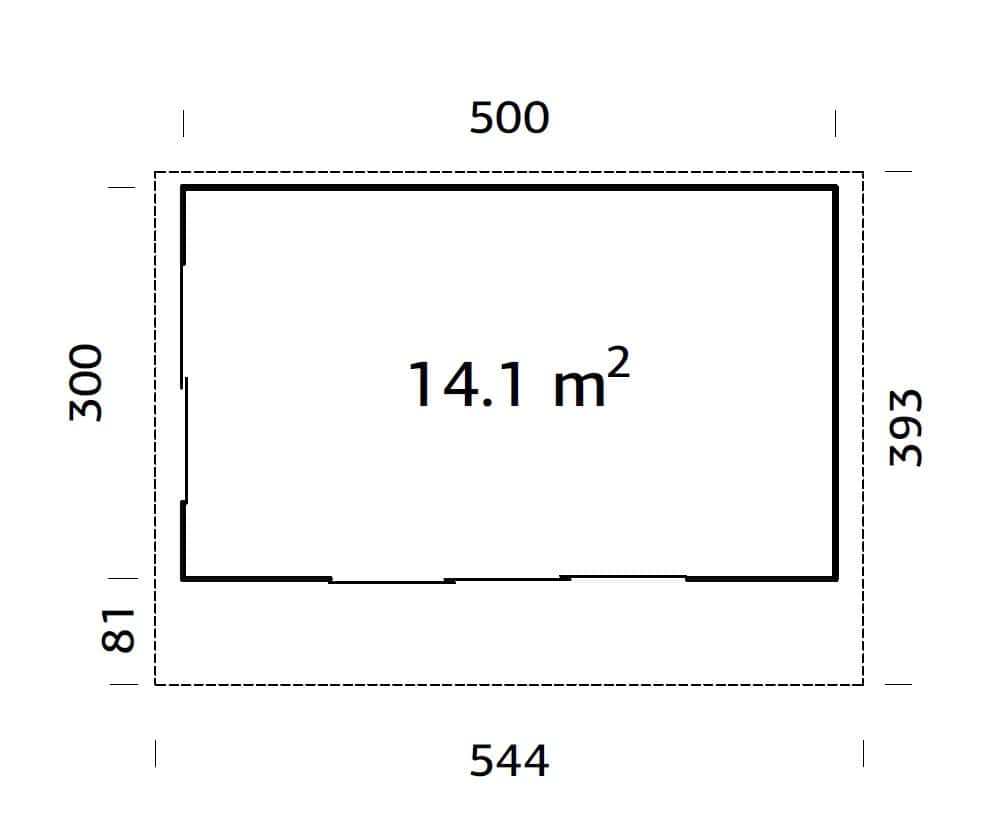 Grace (5x3m | 14,1m² | 56mm) Liimapuinen puutarhamökki kaksilasitetuilla liukuovilla