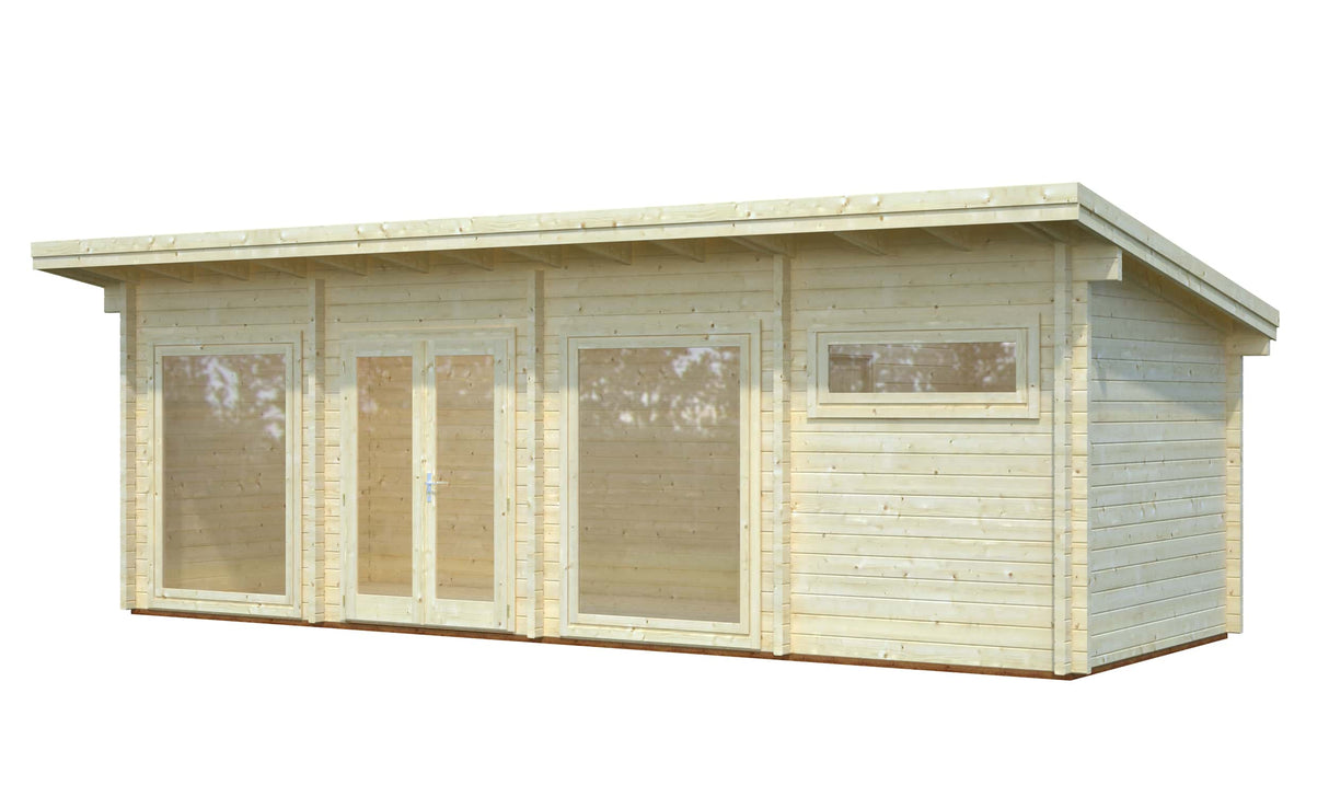 Heidi XL (8,4x3,2m | 22,8m² | 70mm) Tilava 2-huoneinen pulpettikattoinen kesämökki