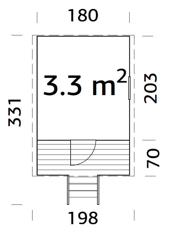 Huck (1,8x2m | 3,3m² | 16mm) Leikkimökki