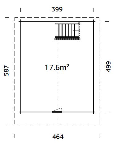 Kendra (4,2x5,2m | 18,4m² | 70mm) Hirsitalo parvella