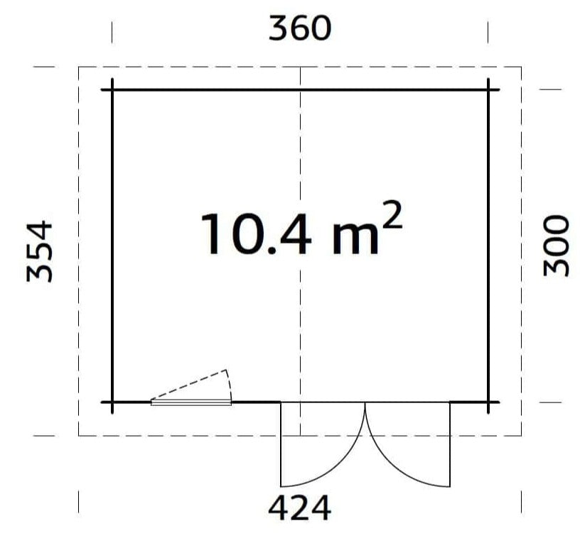 Klara M (3,5x3m | 10,4m² | 28mm) Kompakti hirsimökki