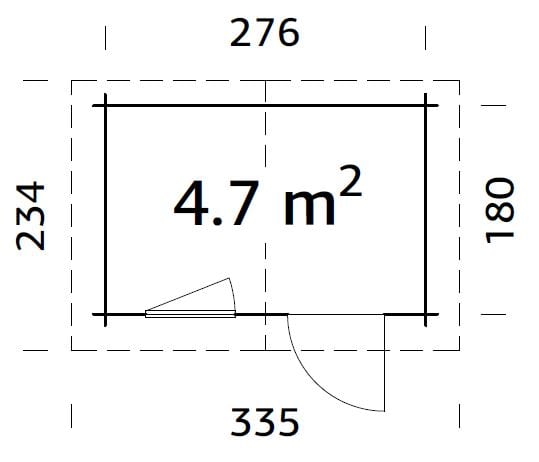 Klara S (3x2m | 4,7m² | 28mm) Pieni rantalatyyppinen hirsimökki tai pihavarasto