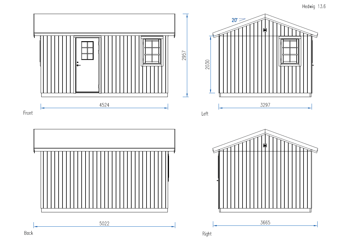 Hedwig (3,3x4,5m | 13,8m²) Moderni pohjoismainen piharakennus