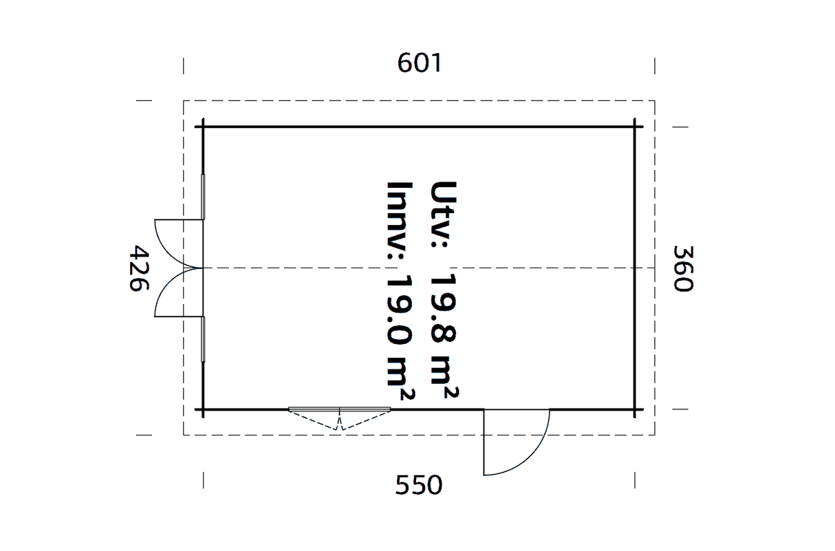 Irene M (3,8x5,7m | 19,0m² | 44mm) Tilava hirsimökki