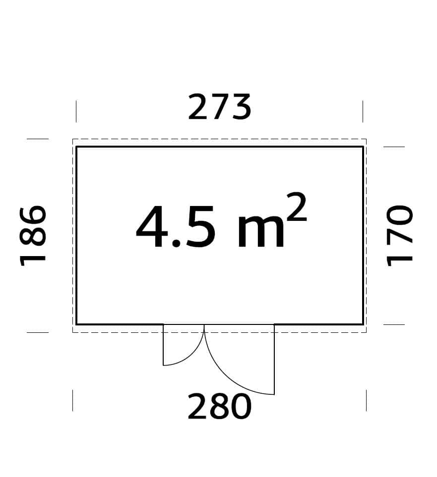 Leif M (2,7x1,7m | 4,5m²) Käytännöllinen puutarhavaja