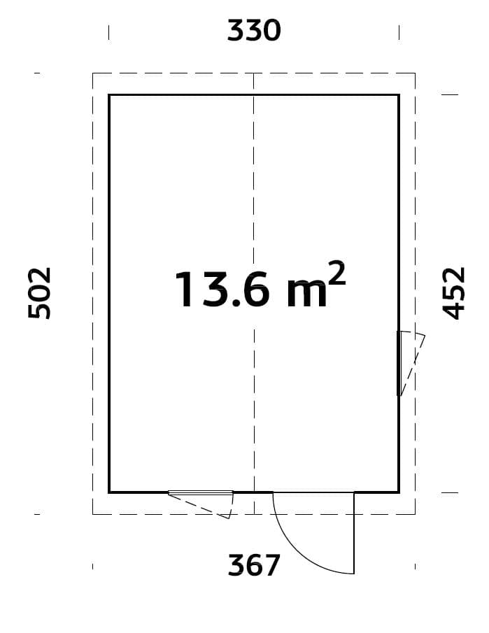 Ly (3,3x4,5m | 13,6m²) Moderni puutarhatoimisto valmiiksi kootuista seinäelementeistä