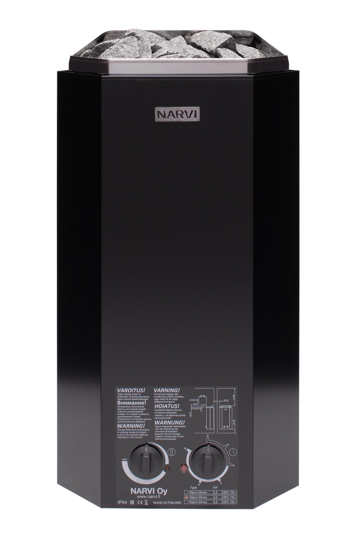 Narvi 3,6 kW sähkökiuas ja kiuaskivet