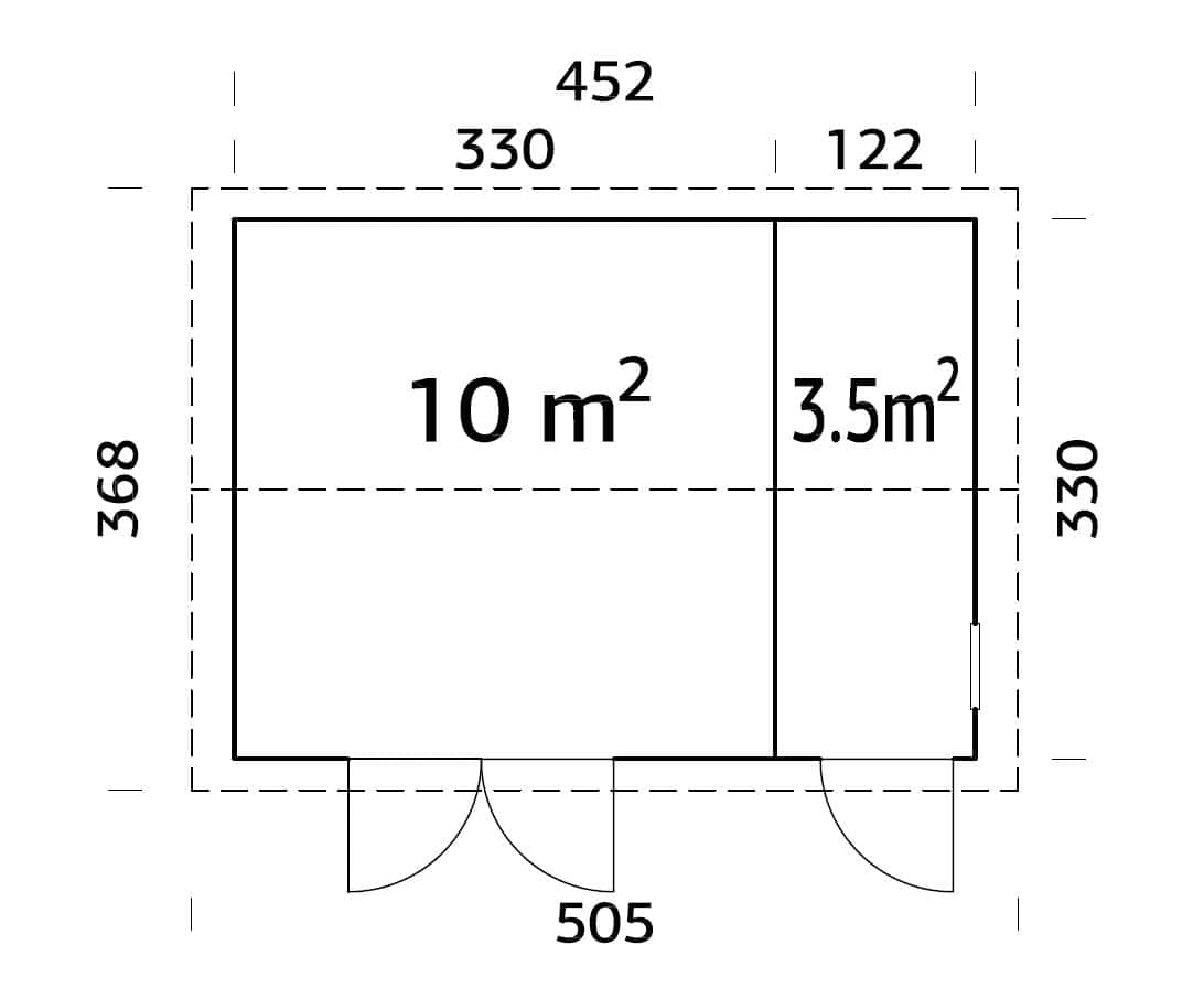 Olaf M (4,5x3,3m | 13,5m²) Moderni kaksihuoneinen pihavarasto