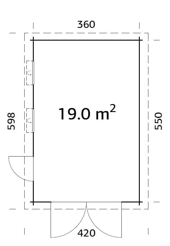 Rasmus (3,6x5,5m | 19,0m² | 44mm) Puuovella