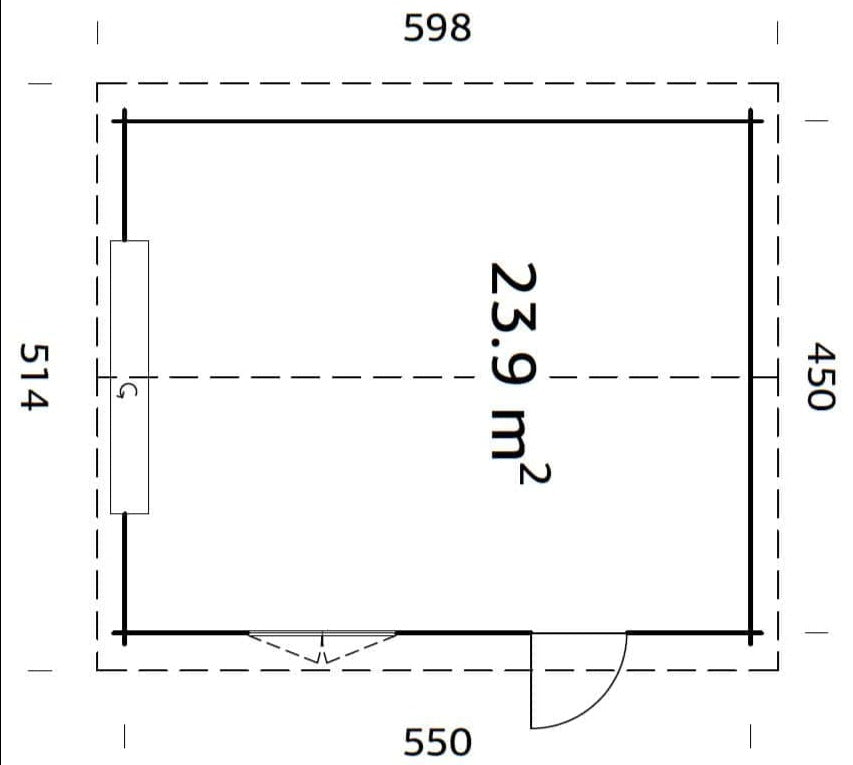 Roger S (4,7x5,7m | 23,9m² | 44mm) Autotalli nosto-ovella