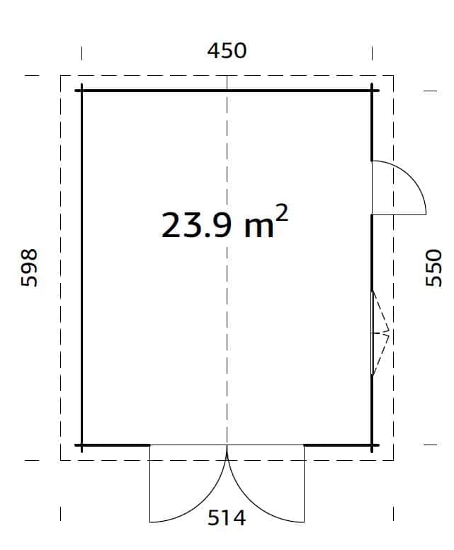 Roger S (4,7x5,7m | 23,9m² | 44mm) Autotalli puuovella