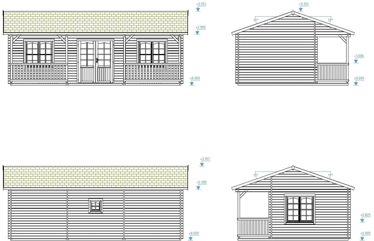 Sandra L (7,9x3,7m | 25,6+11,1m² | 44mm) Tilava kesämökki