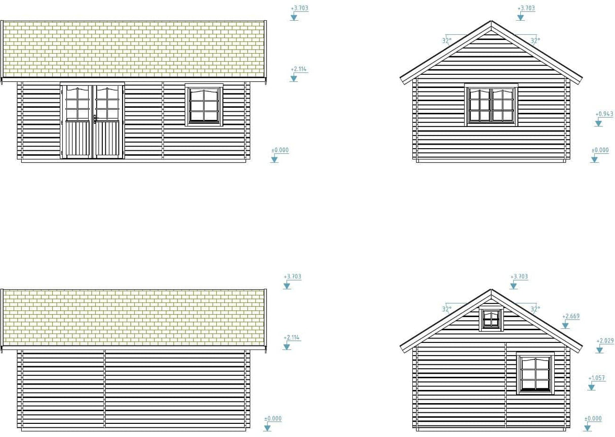 Sandra M (6,1x4,1m | 29,9m² | 44mm) Perinteinenkolmen huonen kesämökki