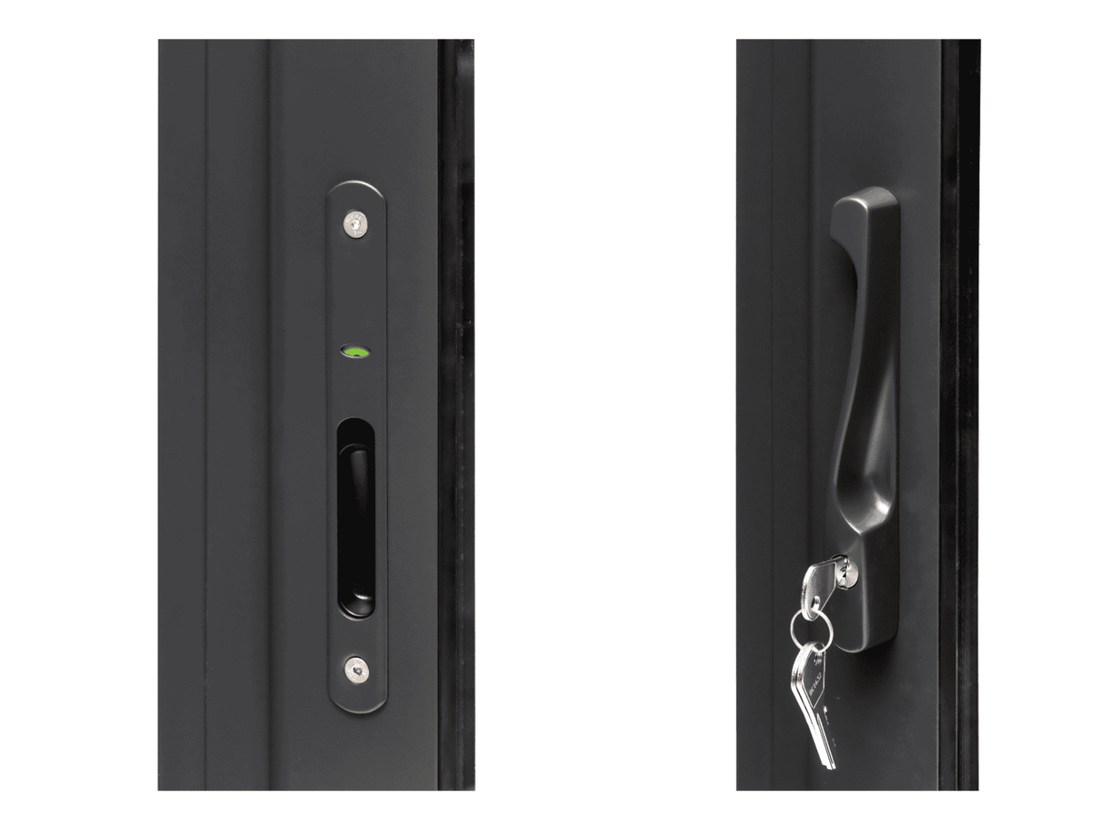 Grace (4x3m | 11,2+8,2m² | 56mm) Liimapuinen piharakennus kaksilasitetuilla liukuovilla ja katoksella