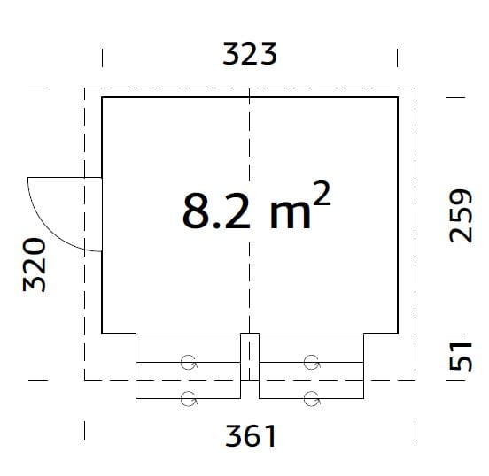 Stella M (3,2x2,6m | 8,2m²) Puutarhabaari, kioski
