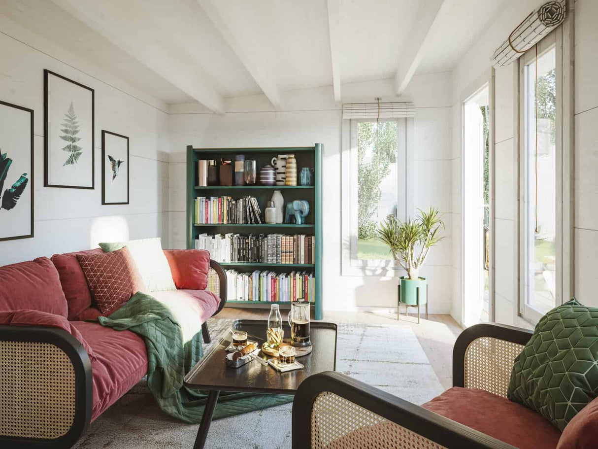 Grace (4,5x2,9m | 12,4+4,1m² | 56mm)Liimapuinen piharakennus katoksella