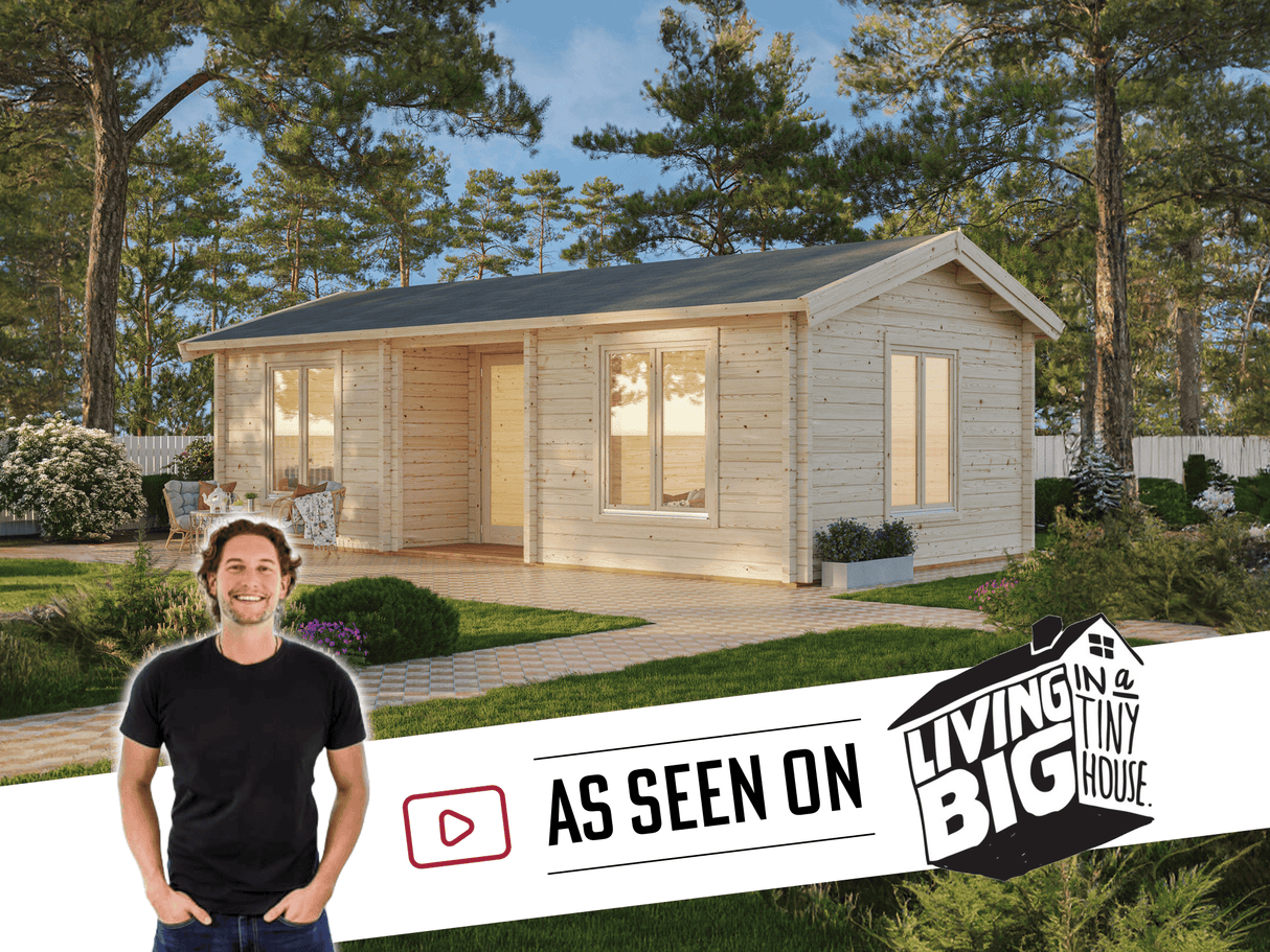 Anna M (7,7x4m | 26,8+1,9m² | 70mm) moderni kahden huoneen lomamökki