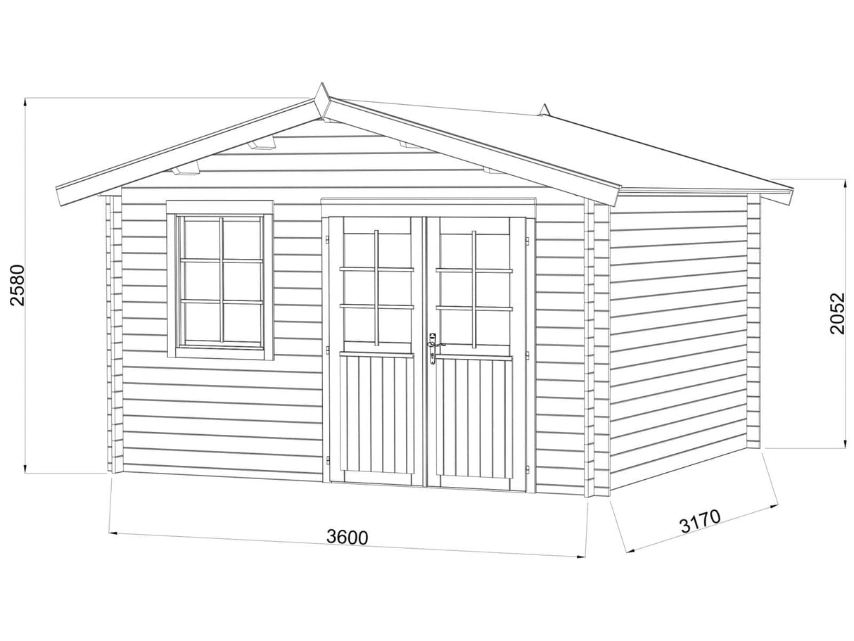 Valentine XL (3,6x3,2m | 11,0m² | 28mm) Painekyllästetty pihavaja kaksoisovilla