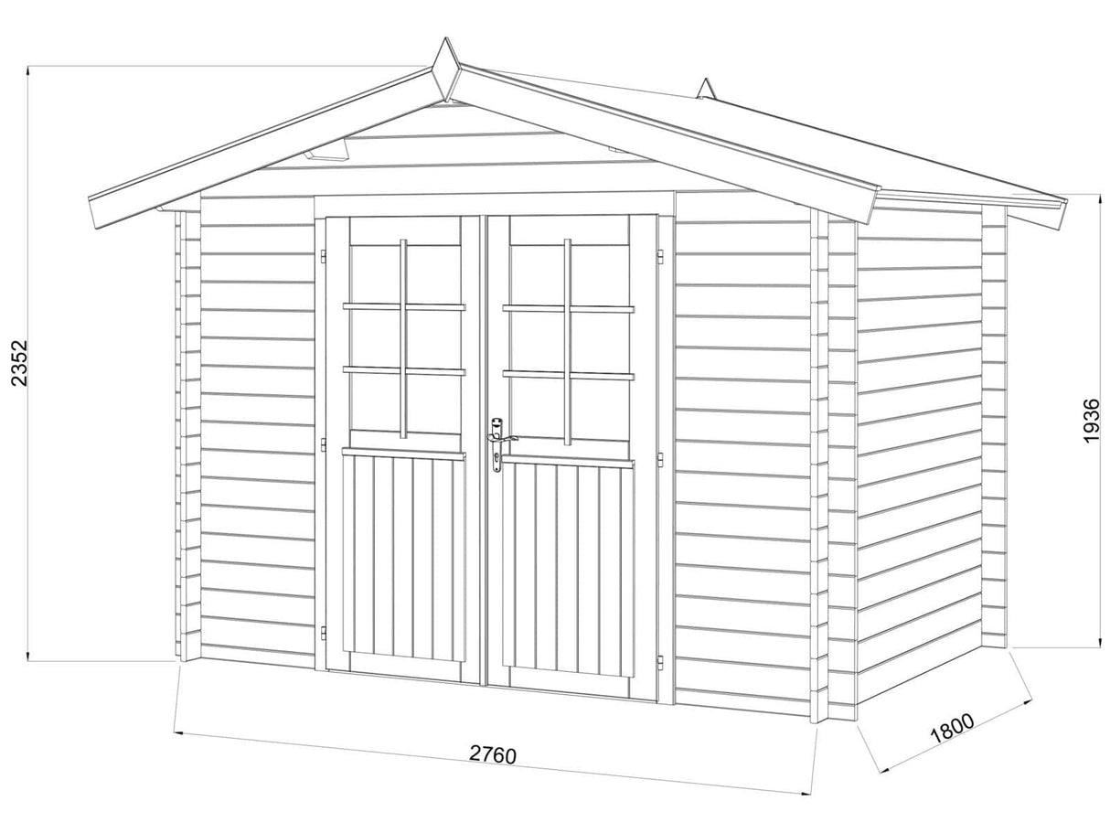 Valentine S (2,8x1,8m | 4,7m² | 28mm) Painekyllästetty pihavaja