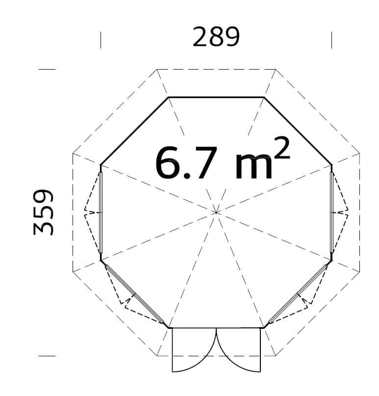 Veronica 4 (2,9x3,6m | 6,7m² | 28mm) Kahdeksankulmainen huvimaja