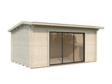 Ines L (4,8x3m | 13,7m² | 44mm) Tilava puutarhatoimisto liukuovilla (saatavana tupla-lasilla)