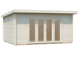 Lea M (4,5x3,3m | 14,2m² | 44mm) Tilava pulpettikattoinen piharakennus taitto-ovilla