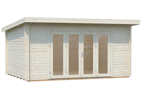 Lea M (4,5x3,3m | 14,2m² | 44mm) Tilava pulpettikattoinen piharakennus taitto-ovilla