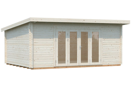 Lea L (5,5x4m | 19,4m² | 44mm) Pulpettikattoinen piharakennus taitto-ovilla