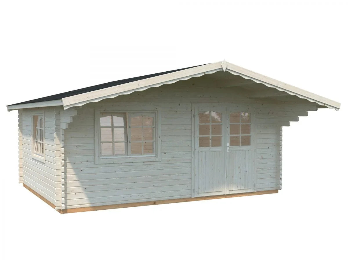 Sally XL (5,3x4,1m | 19,1m² | 44mm) Tilava pihamökki harjakatolla