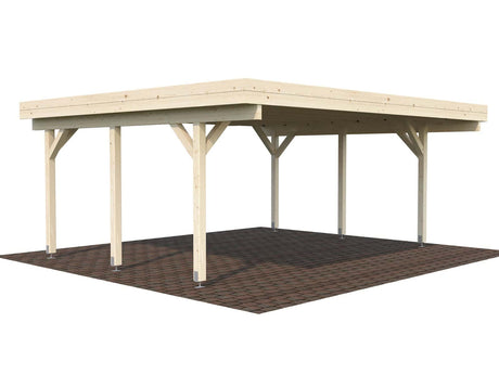Karl M (6,0x5,1m | 20,6m²) Moderni tasakattoinen kahden auton autokatos tai suuri paviljonki