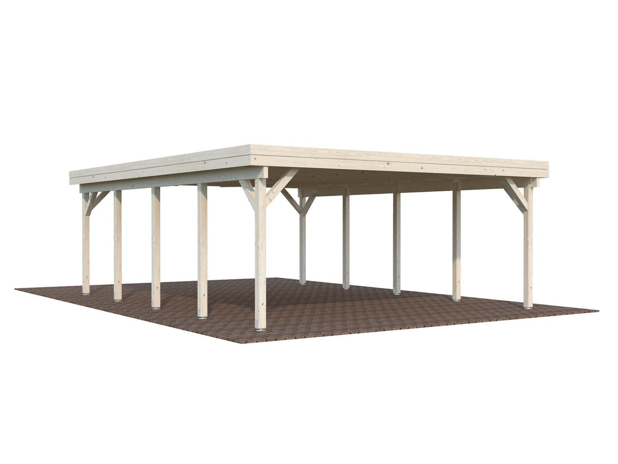 Karl XL (6,0x7,6m | 40,6m²) Tasakattoinen kahden auton autokatos tai suuri paviljonki