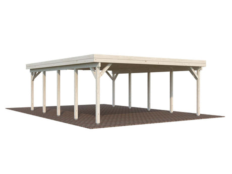 Karl XL (6,0x7,6m | 40,6m²) Tasakattoinen kahden auton autokatos tai suuri paviljonki