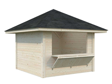 Bianca 104 (3x3m | 8,3m²) kioski lukittavalla luukulla