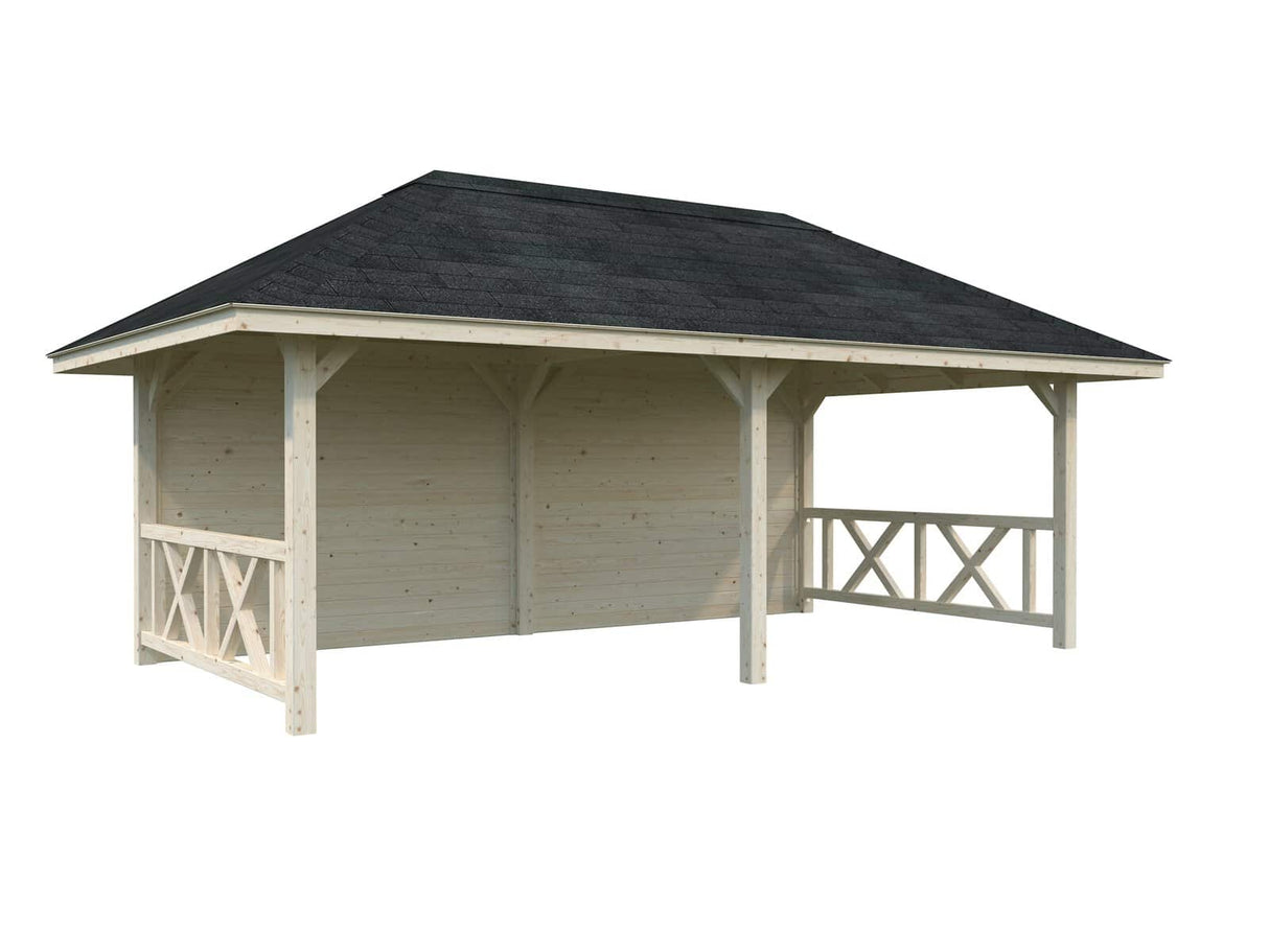 Bianca 108 (6x3m | 16,6m²) iso huvimaja kiinteällä takaseinällä