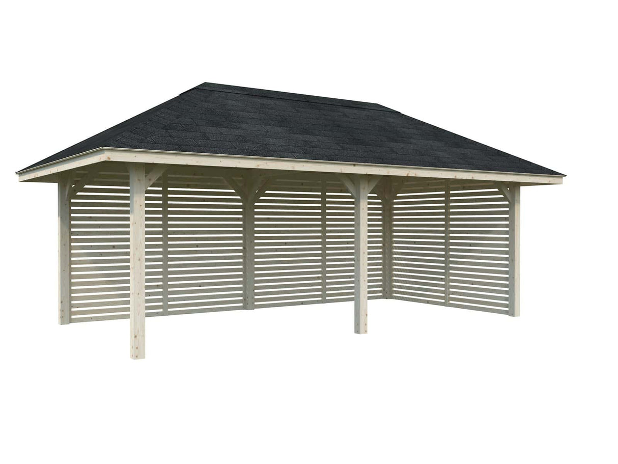 Bianca 109 (6x3m | 16,6m²) suuri kulmapaviljonki sälekaihdinseinillä