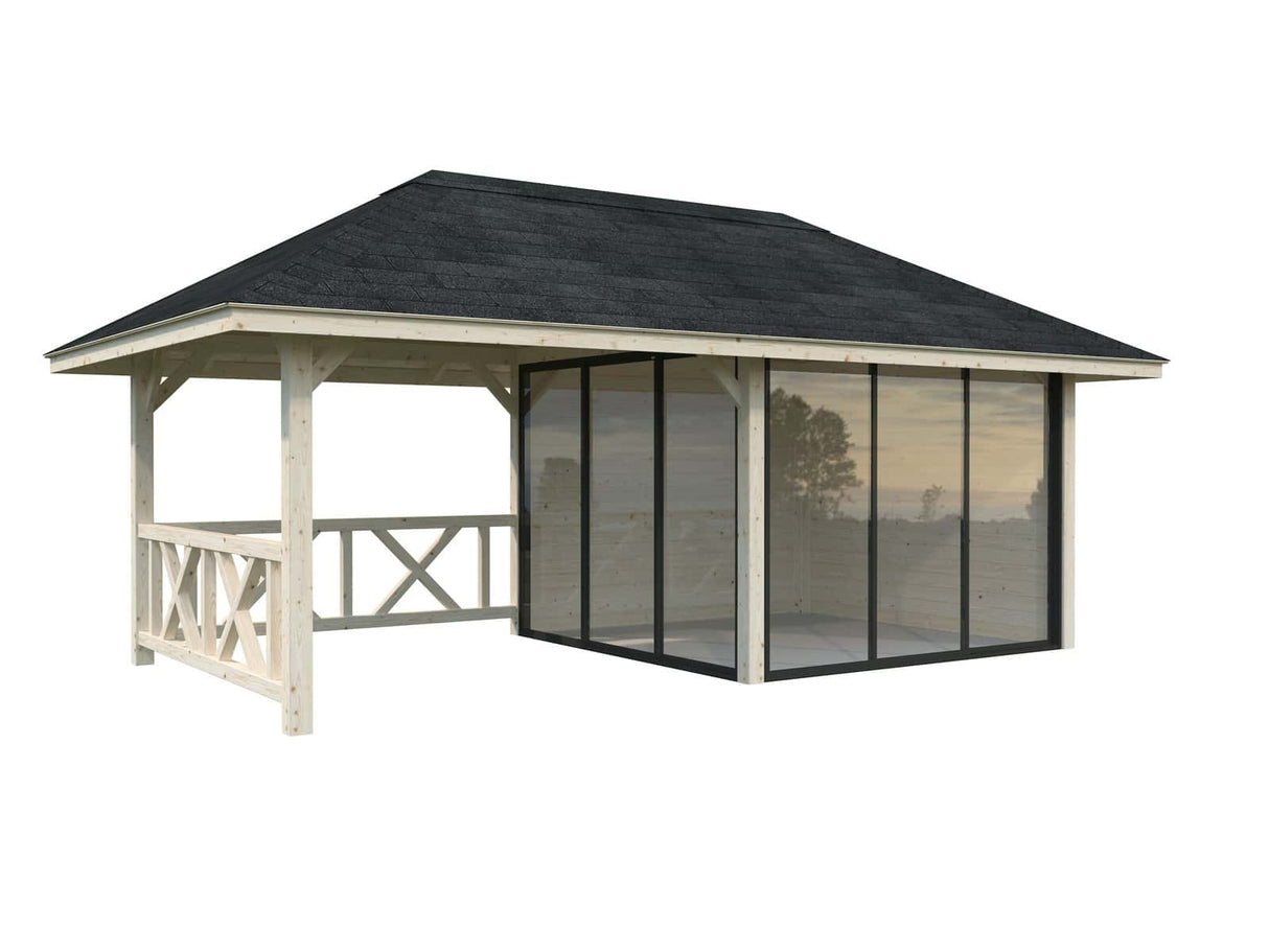 Bianca 203/503 (6x3m | 16,6m²) piharakennus huvimajalla (saatavana tuplalasilla)