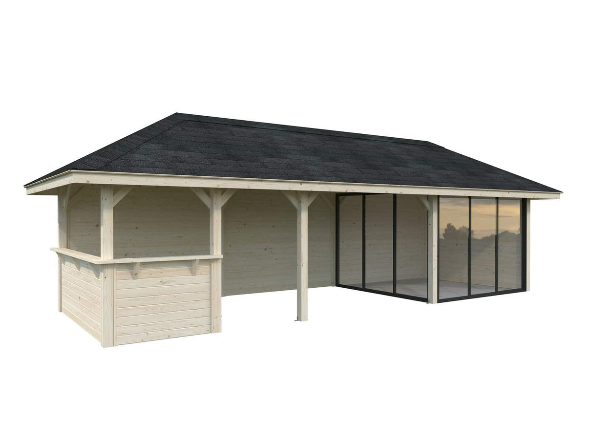 Bianca 215/515 (9x3m | 24,9m²) piharakennus liukuovilla (saatavana tuplalasilla)