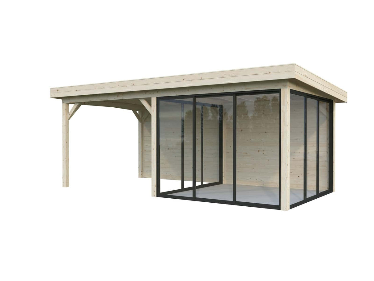 Lenna 406/706 (6x3m | 16,6m²) Lasinen piharakennus liukuovilla (Saatavana tuplalasilla)