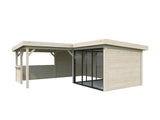 Lenna 409/709 (6x6m | 24,9m²) Lasinen piharakennus liukuovilla (Saatavana tuplalasilla)